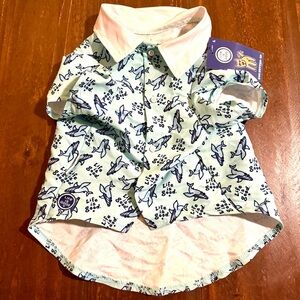 Life Is Good Blue Shark Print Dog Shirt